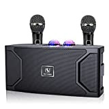 Karaoke professionale,Casse karaoke con 2 microfoni wireless, Altoparlante portatile Bluetooth per Casse karaoke completo con supporto per controllo bassi/alti TF/USB, ...