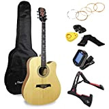 Kit per chitarra acustica di Martin Smith Premium con sintonizzatore per chitarra, borsa per chitarra, supporto per chitarra, corde per ...