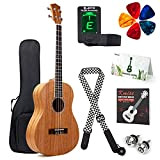 Kmise, Starter kit con ukulele baritono in mogano da 76 cm, strumento a 4 corde hawaiano, con borsa da concerto, ...