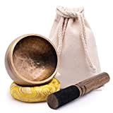 Koogel - Set campana tibetana da 8,5 cm con percussore e cuscino, per meditazione Yoga e riduzione dello stress