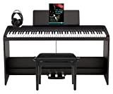 Korg B2SP BK - Set di pianoforte digitale con 88 tasti, supporto per pianoforte con 3 unità di pedalata, panca ...