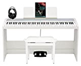 Korg B2SP WH - Pianoforte digitale deluxe con 88 tasti, supporto per pianoforte con 3 pedali, panca per pianoforte, cuffie, ...