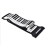 KUANDARM Pianoforte Pieghevole Tastiera Piano Elettronico Hand Roll Up Portatile Silicio 61 Keys USB con Batteria Integrata agli Ioni di ...