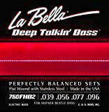 La Bella Strings »760FHB2 Stainless Steel Flatwound Bass« Corde per Basso Höfner 4-Corde - Tensione Light 039/096