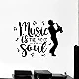 La Musica è La Voce Dell'Anima Vinile Adesivo Voce Soul Jazz Lettore Musicale Sassofono Adesivi Music Bar, Carta da Parati