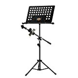 Leggii Musicali 3 in 1 Nero Leggio per Spartiti con Stativo Rotante per Microfono, Altezza Regolabile da 90cm - 170cm ...