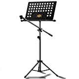 Leggii Musicali Esibizione Orchestra Leggio con Portamicrofono, Portatile Supporto in Metallo Altezza Regolabile, Nero (Size : Stand+Bag)