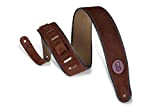 Levy's MSS3-BRN Tracolla Per Chitarra Suede Leather Signature Logo Piping 2 1/2" - Brown