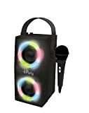 Lexibook-BTP180BKZ iParty-Altoparlante Portatile Bluetooth con Microfono, Effetti di Luce, Karaoke, Wireless, USB, Scheda SD, Batteria Ricaricabile, Nero, Colore