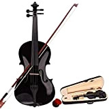 LHK Violino in Legno massello, Full Size 4/4, con Custodia, accordatore, Corde Extra, poggiaspalla, colofonia, Fiocco e Custodia, Finitura Anticata ...