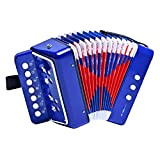 LIEKE Fisarmonica per bambini, 10 tasti organetto, strumento musicale, regalo per adulti, studenti principianti (blu)
