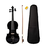 Liseng Violino elettrico, 4/4 grandezza naturale, corpo in legno d’ebano massello, accessorio di alta qualità, nero