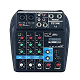 Lixada Console di Missaggio Audio BT a 4 Canali Portatile Mixer Audio Digitale Effetti di Riverbero Integrati per la Registrazione ...