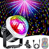 Luci Discoteca LED, Gritin 360 ° Ruotabile Luci da Festa Attivazione col Suono Luce Discoteca Palla con Telecomando, 15 RGBY ...