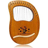 LWKBE Lyre Harp, 19 Corde Metalliche, Sella d'Acero, Corpo in Mogano, Lyra Arpa con Chiave, Arpa arpattata a Mano