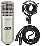 LyxPro Microfono a condensatore per studio, voce, strumenti, podcasting e registrazioni professionali con Shockmount e cavo XLR