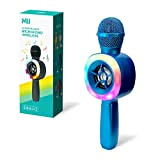 m MU Microfono bambini, Microfono Karaoke Bluetooth, Microfoni Wireless LED, Karaoke Portatile con Luci LED Multicolore per Cantare, Funzione Eco, ...