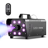 Macchina del Fumo, TOGAVE 500W Macchina della Nebbia Automatica con 8 LED RGB Luci e Telecomando Radiofonico 13 Colori RGB,Intelligente ...