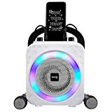 Macchina per karaok bluetooth ricaricabile a 10 watt Rockjam con due microfoni, effetti variabili e luci a LED - Nero