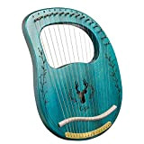 MAHWTF Arpa da lira per principianti, 16 corde aggiornate in legno massiccio portatile arpa strumento musicale con chiave di sintonizzazione ...