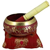 Mano rossa dipinta ciotola canto tibetano in metallo - 4.5 "Musical Instrument per il bastone méditationavec e cuscino - per ...