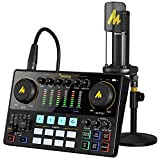 MAONO CASTER Audio Interface con DJMixer e scheda audio, studio di produzione portatile all-in-one con microfono a membrana grande e ...
