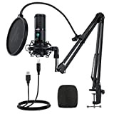MAONO PM421 - Microfono a condensatore a condensatore con silenziatore monocomando, microfono USB 192KHZ/24BIT e manopola di guadagno microfono per ...