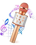 Maxesla Microfono Karaoke Bluetooth, 4in1 Microfono Bambini con cassa Luci LED Multicolore, Portatile Microfono Bluetooth Wireless Karaoke Player con Altoparlante, ...