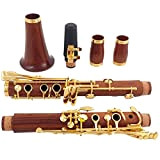 MBBHD Clarinetto professionalee Redwood Professional Clarinet Un Argentato in Palissandro/Ebony Placcato in Oro A-Chiavi (Color : Redwood)