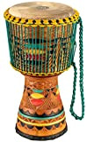 Meinl Percussion 12" Artisan Edition Tongo Carved Djembe, Coloured Carving