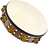 Meinl Percussion TAH2V-WB - Tamburello in legno con testa di pelle di capra e 2 file di sonagli in ottone ...