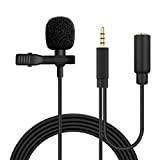 MeloAudio 3.5mm Lavalier Lapel 2 in 1 Microphone with Earphone Jack Audio Video Recording Condenser Microphone for Android Devices