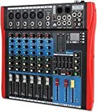 Micfuns M6 - Mixer audio per DJ professionale, console soundbar con USB/MP3/Bluetooth, mixer live, effetto digitale, mixer a 7 canali ...