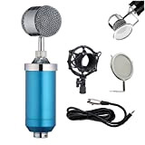 Microfono a Condensatore Professionale cardioide,nMicrofonos con 3,5 mm XLR/Pop Filtro,Broadcast/Studio Audio Registrazione Microfono, microfono Attacco Shock. (blue)