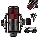 Microfono a Condensatore Professionale cardioide,nMicrofonos con 3,5 mm XLR/Pop Filtro,Broadcast/Studio Audio Registrazione Microfono, microfono Attacco Shock.