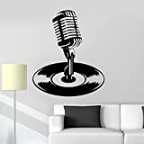 Microfono A Muro Decalcomania Musica Aula Ornamento Record Karaoke Musicali Vinile Adesivi da Muro, Soggiorno Arredamento Accessori