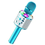 Microfono Bambini Senza Fili, FISHOAKY 5 in 1 LED Flash Karaoke Microfono Cambia Voce, Controllabili Microfono Bluetooth per Cantare, Regalo ...
