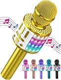 Microfono Karaoke Bluetooth, Microfoni Karaoke Wireless con LED Flash, Portatile Karaoke Player Bambini, Altoparlante, Cambia Voce, per KTV/Casa/Festa/Canto, Compatibile con ...