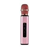 Microfono Karaoke Bluetooth senza fili multifunzionale Doppio doppio altoparlante Microfono Karaoke intelligente portatile per telefono cellulare-Rosa
