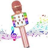 Microfono Karaoke Wireless Bluetooth, Microfono Portatile Karaoke Player 4-in-1 con Luci LED Danzanti Compatibile con Dispositivi Android e iOS per ...