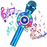Microfono Karaoke Wireless, FISHOAKY Microfono Cambia Voce Per Bambini con Luci LED Bluetooth, Karaoke Portatile con Voci Strane Per KTV/Festa/Concerto ...