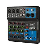 Mini audio DJ mixer Sound Board Console System, 5 Canali 48V Phantom Power con Bluetooth USB MP3 Stereo Live DJ ...