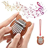 Mini Kalimba - Mini pianoforte portatile per pollice, ideale come regalo per bambini, in legno massiccio, portatile, con cordino