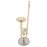 Mini Trombone Giocattolo, 15cm Rame Placcato Oro Modello Trombone Strumento Musicale Occidentale, Regalo di Natale per Bambini per Adulti, Decorazioni ...