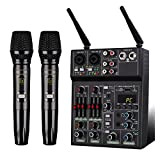 Mixer Audio Mixer DJ AX2 a 4 canali/mixer audio professionale con microfono wireless, interfaccia del sistema di console della scheda ...