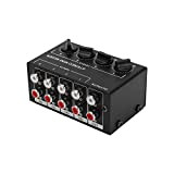 Mixer Stereo Mini Mixer Passivo 4 Canali 1 in 4 Out Audio RCA Regolazione della Rotazione in Senso Orario per ...