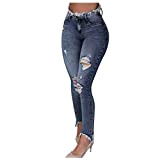 Moda Slim strappato Jeans Fringe Fit Femminile Casual Jeans Donne Donna Moda Jeans Jeans Jeans, Blu, M