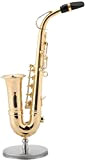 Modello di sassofono, replica di sassofono contralto in miniatura da 14 cm con supporto e custodia Mini strumento musicale per ...