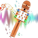 MOOKLIN ROAM Microfono Karaoke, 4 in 1 Wireless Bluetooth Microfono Portatile, Festa a Casa LED Flash Karaoke Player con Altoparlante ...