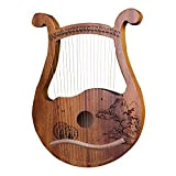 Myleisure Lyre Harp, 19 Corde Bone Saddle Mahogany incisa Lyre Harp, Regalo Musicale Strumento per Gli Amanti della Musica Principianti,Marrone